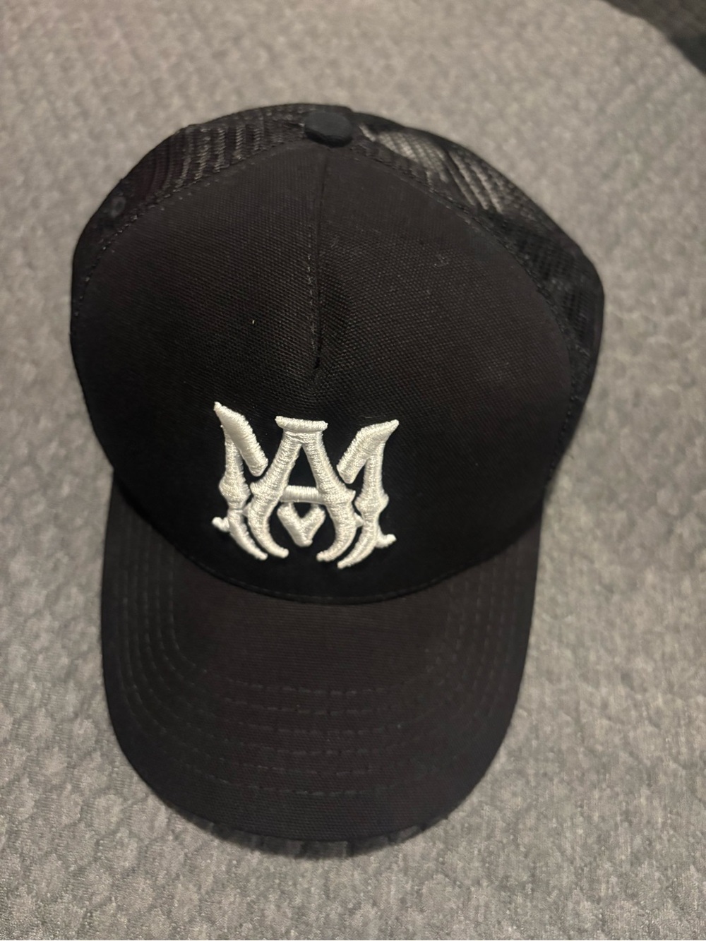 AMIRI Black Trucker Cap with White Logo